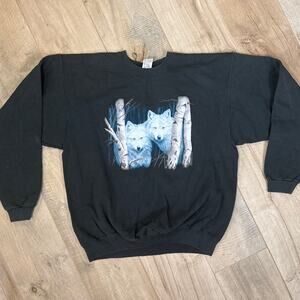 Vintage Wolf Pack Wolves Nature Crewneck Sweatshirt Mens Size XL